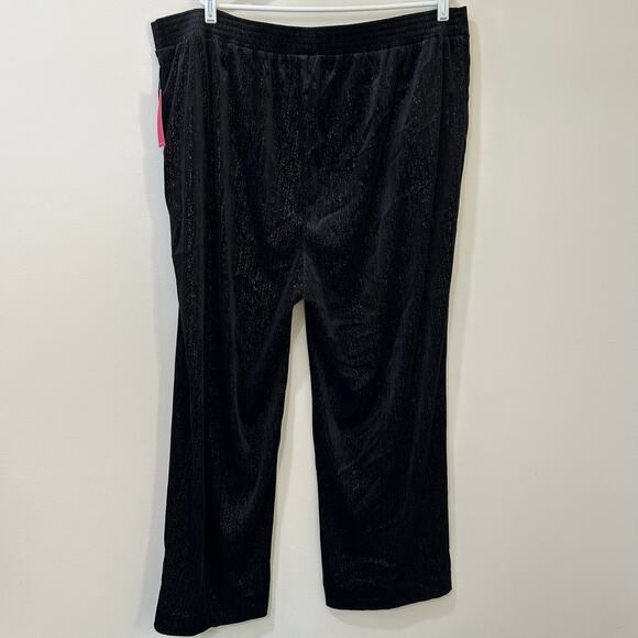Vince Camuto NWT Women 2X Black Metallic Velvet High Rise Wide Leg Pants Regency - Picture 6 of 6